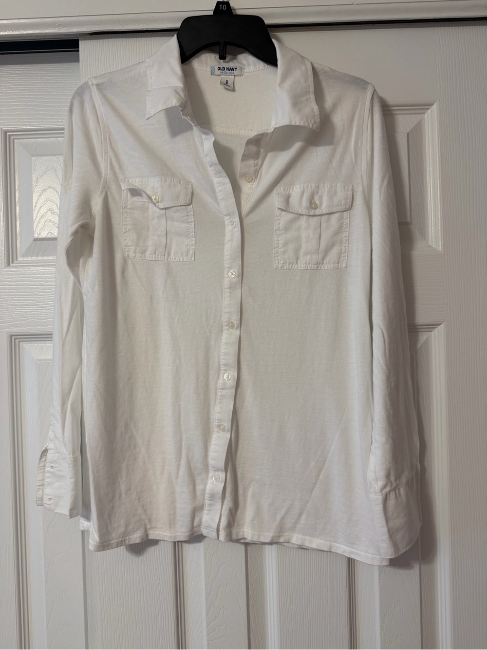 Old Navy White Button-Up Pocket Blouse